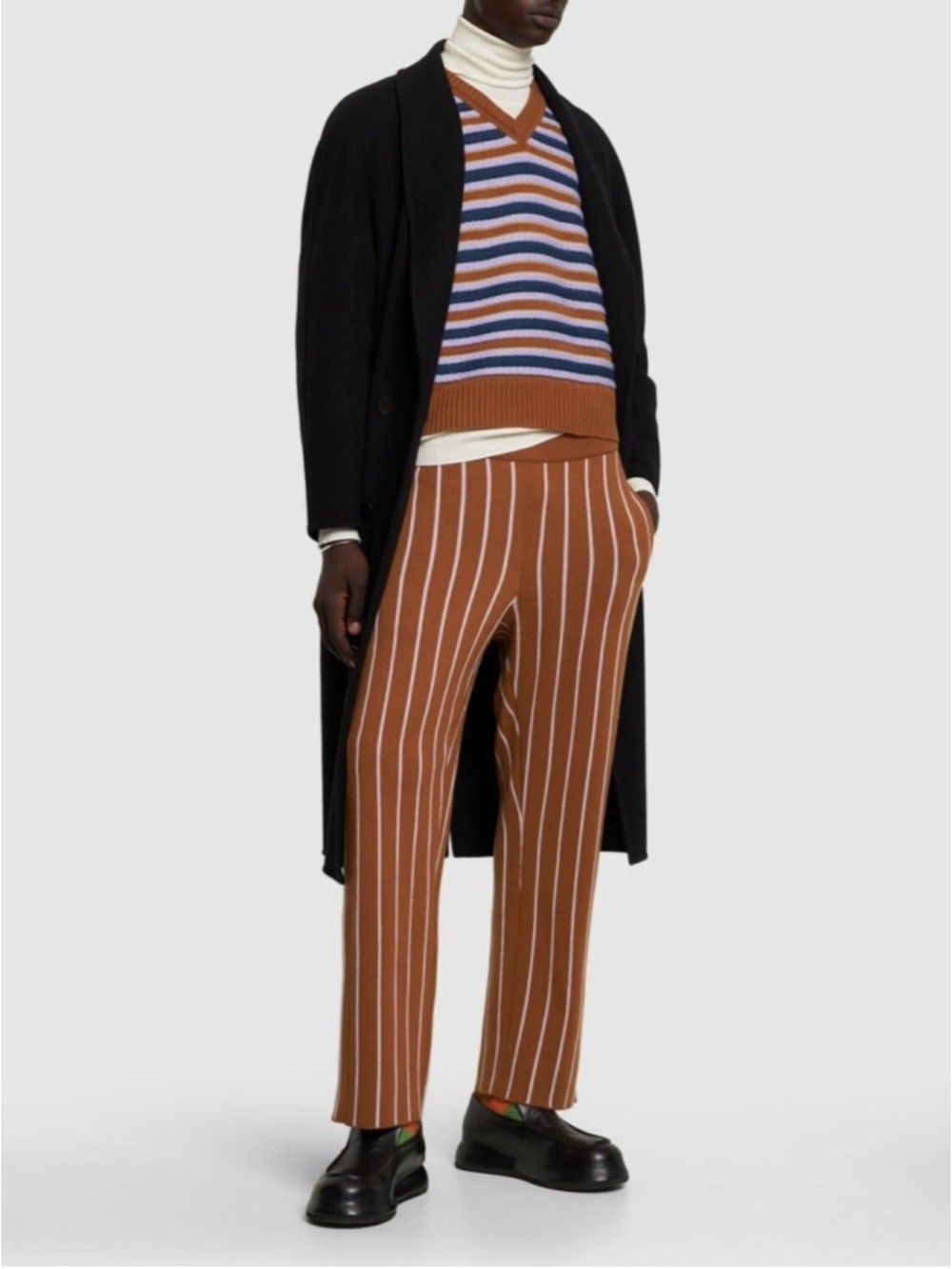 NWT ☆Zegna☆ Straight Leg Striped Brushed Cashmere Pants- S